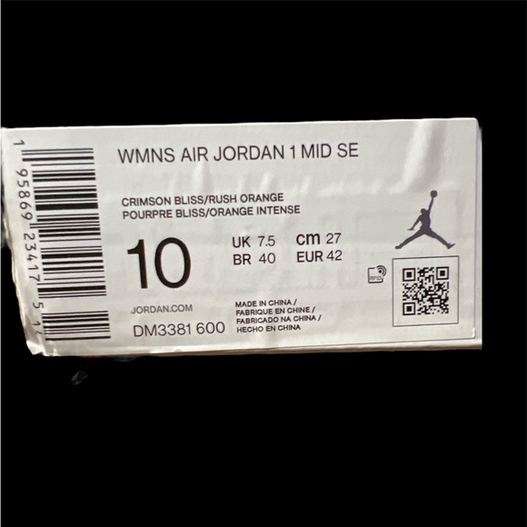 NIKE βοΈ WMNS AIR JORDANβΉπΎ 1 MID SE CRIMSON BLISS/RUSH ORANGEππ¦βπ₯π₯ US W 10 - Picture 5 of 5